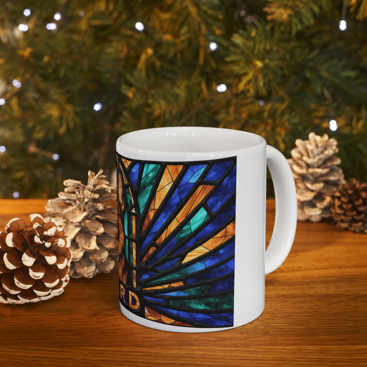 German Shepherd ceramic coffee mug, 11oz and 15oz stained glass style GSD gift - view 12