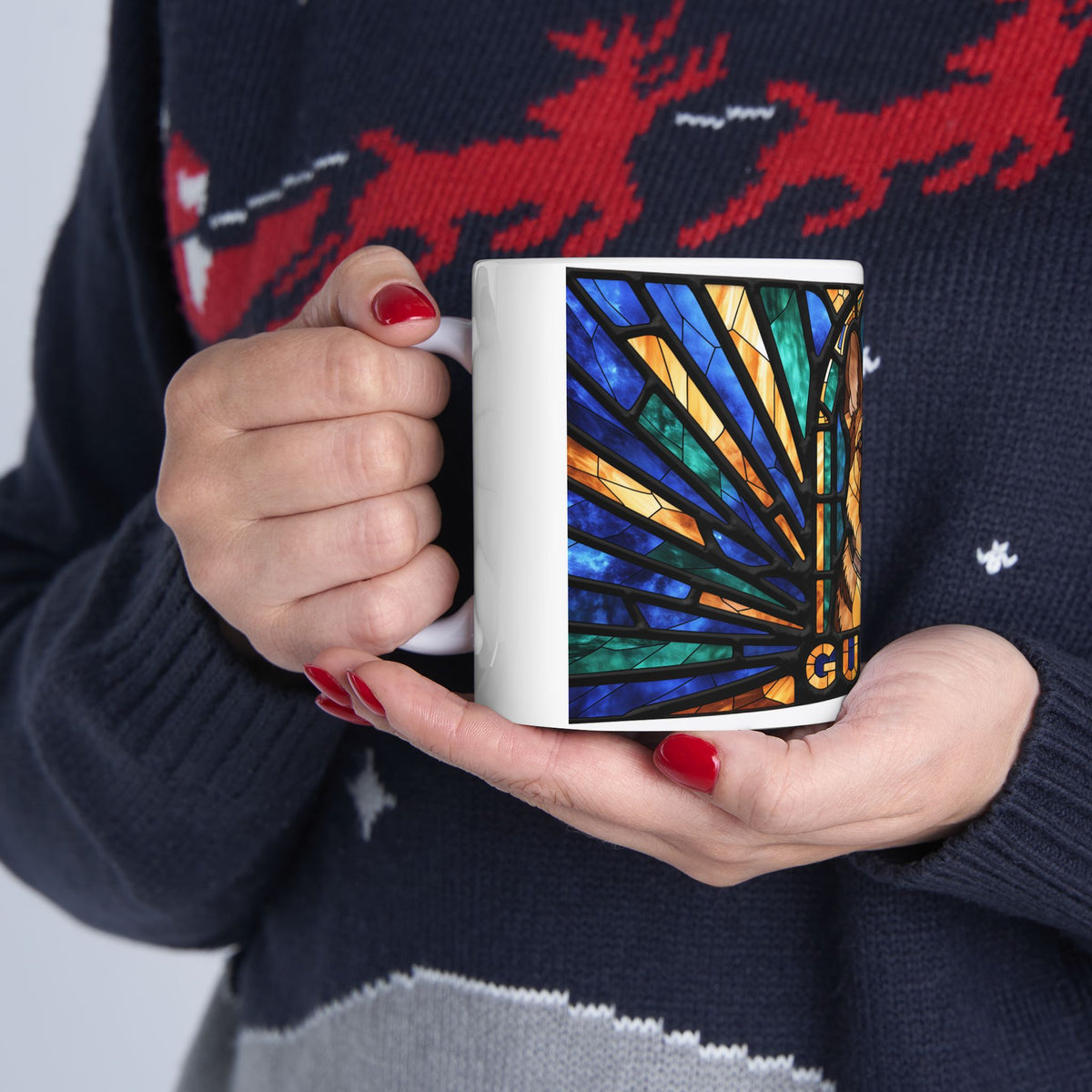 German Shepherd ceramic coffee mug, 11oz and 15oz stained glass style GSD gift - view 13