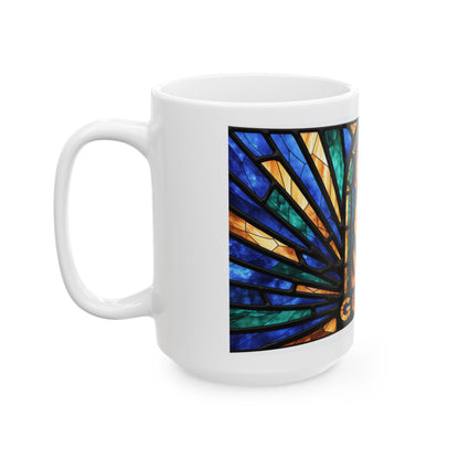 German Shepherd ceramic coffee mug, 11oz and 15oz stained glass style GSD gift - view 16