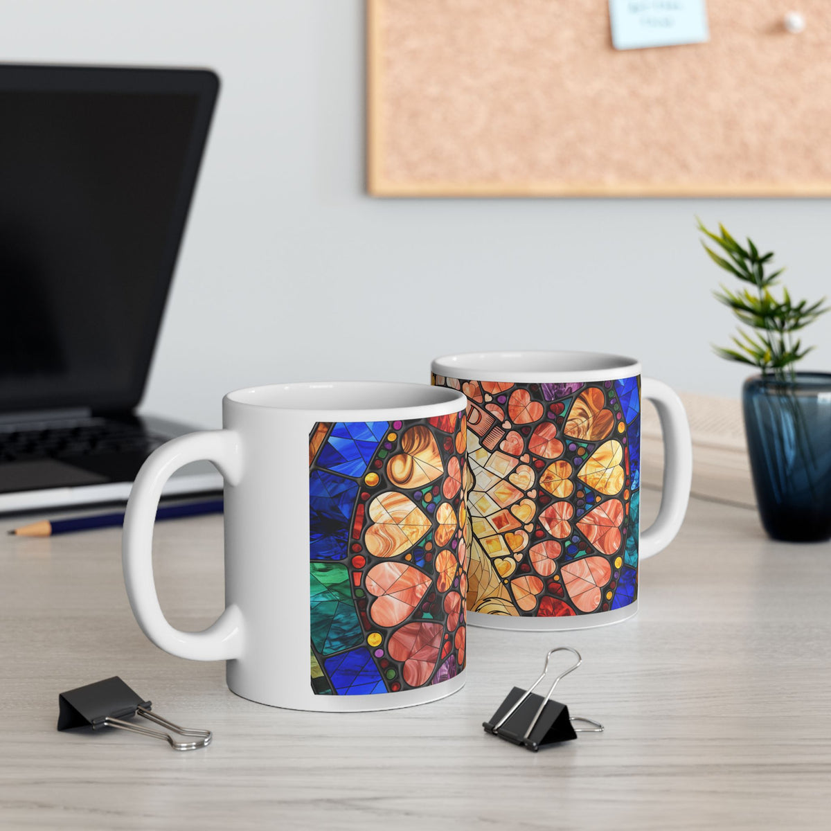 Golden Retriever ceramic coffee mug, 11oz and 15oz stained glass style dog lover gift - view 7