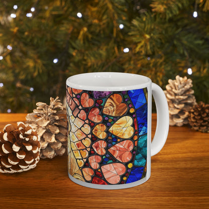 Golden Retriever ceramic coffee mug, 11oz and 15oz stained glass style dog lover gift - view 11