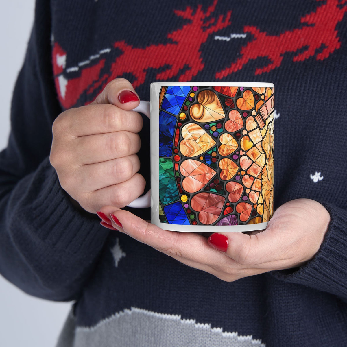 Golden Retriever ceramic coffee mug, 11oz and 15oz stained glass style dog lover gift - view 12