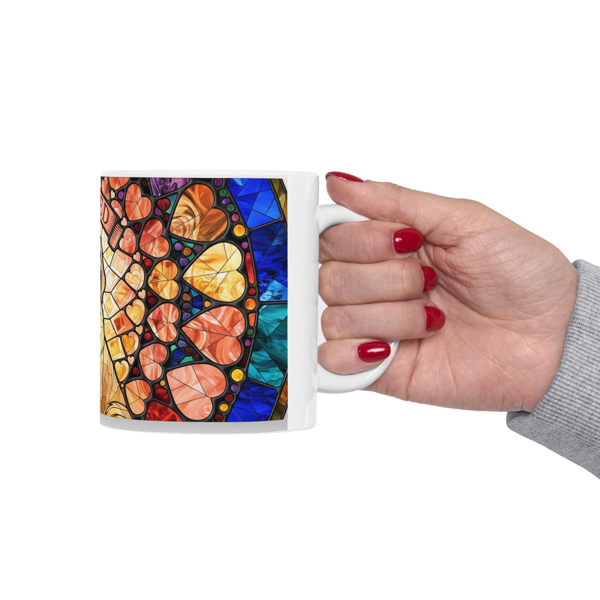 Golden Retriever ceramic coffee mug, 11oz and 15oz stained glass style dog lover gift - view 13