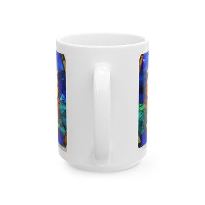 Golden Retriever ceramic coffee mug, 11oz and 15oz stained glass style dog lover gift - view 14