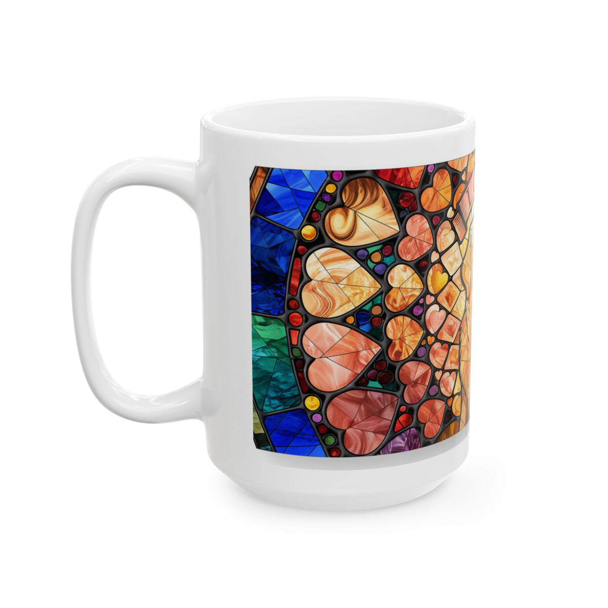 Golden Retriever ceramic coffee mug, 11oz and 15oz stained glass style dog lover gift - view 15