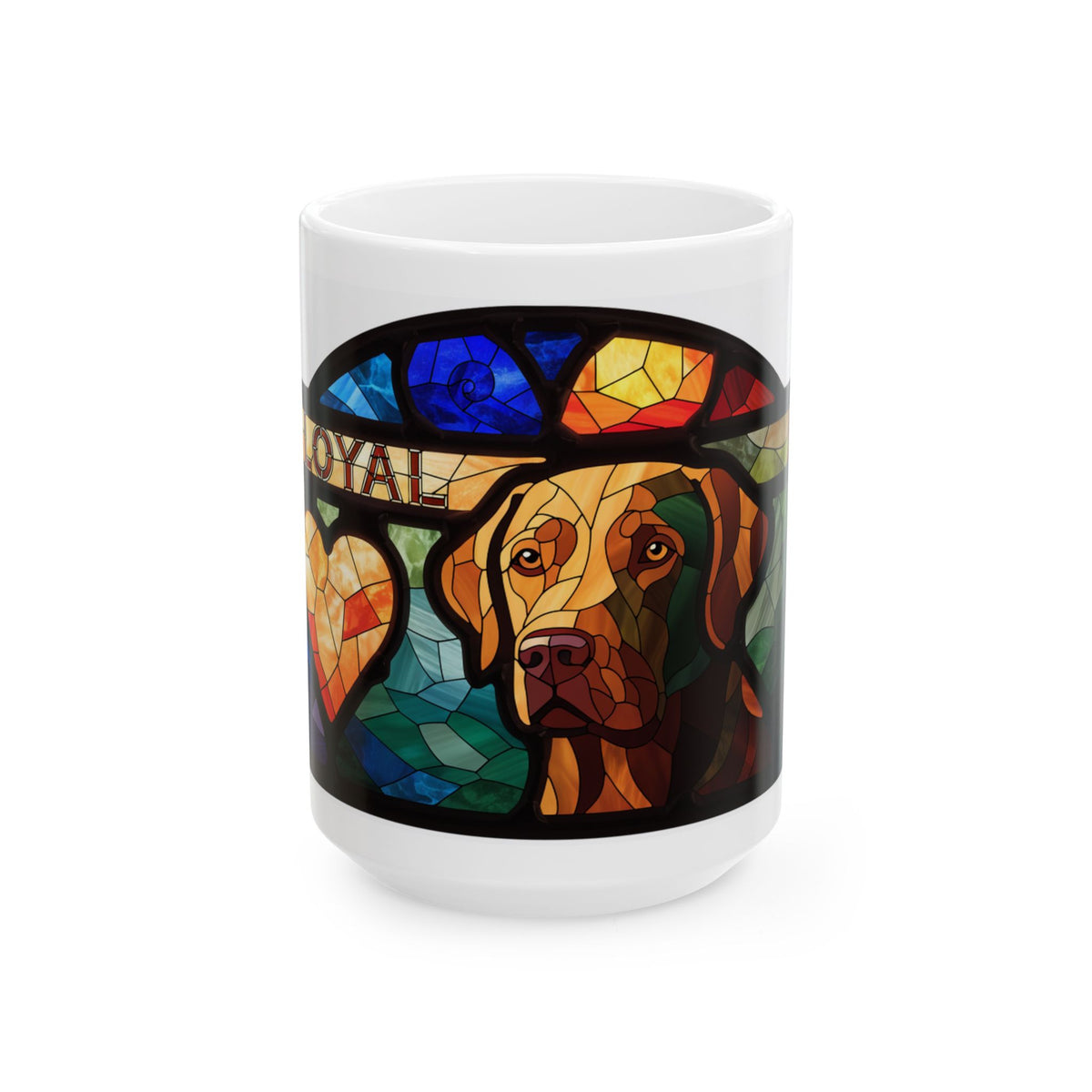 Labrador ceramic coffee mug, 11oz and 15oz stained glass lab gift - view 2