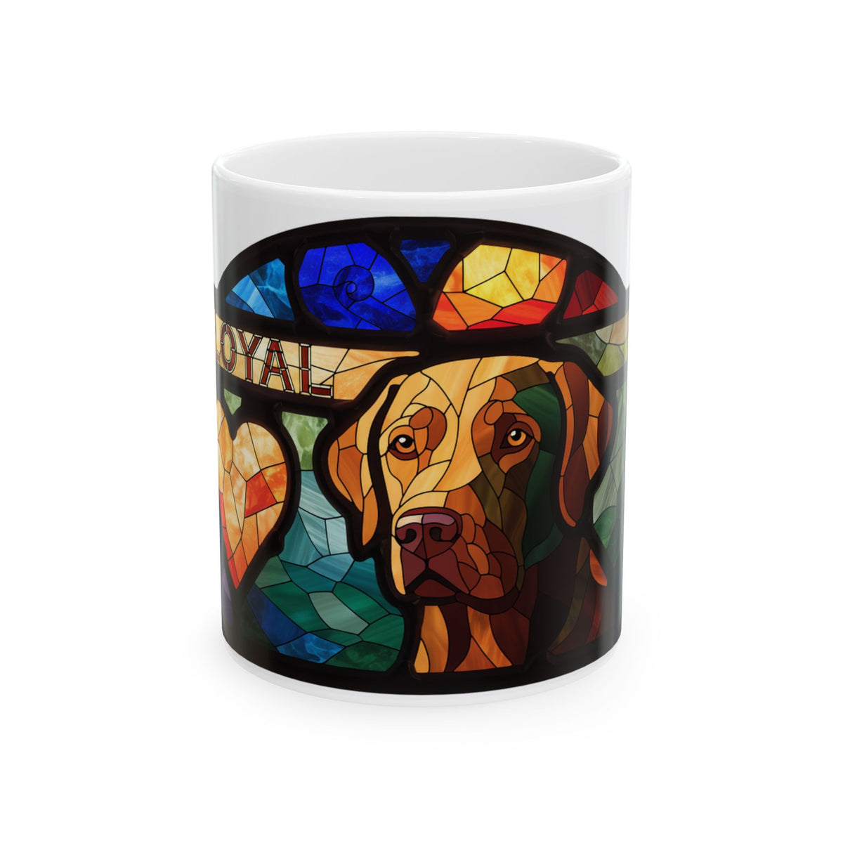 Labrador ceramic coffee mug, 11oz and 15oz stained glass lab gift - view 3