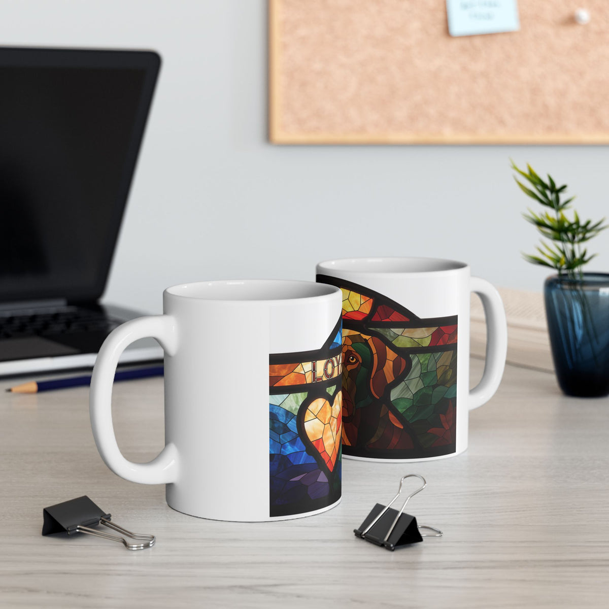Labrador ceramic coffee mug, 11oz and 15oz stained glass lab gift - view 8