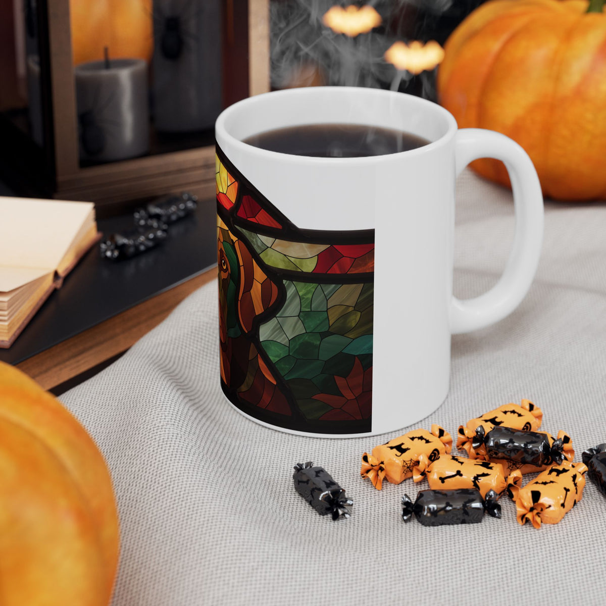 Labrador ceramic coffee mug, 11oz and 15oz stained glass lab gift - view 9