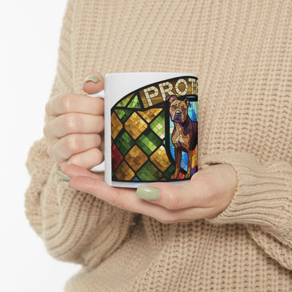 Staffie ceramic coffee mug, 11oz and 15oz stained glass style staffy gift - view 1