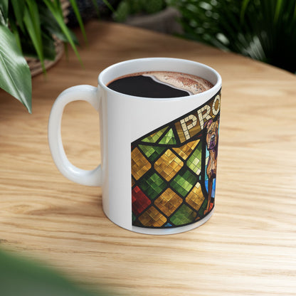 Staffie ceramic coffee mug, 11oz and 15oz stained glass style staffy gift - view 10