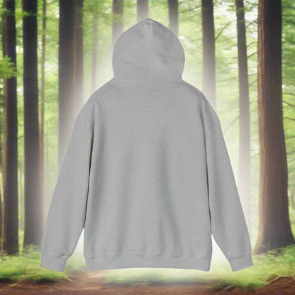 Unisex Heavy Blend™ Stay Wild Hooded Sweatshirt - Sniff Waggle And Walk gray back view