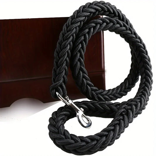 RopeLead braided dog lead black coiled product shot