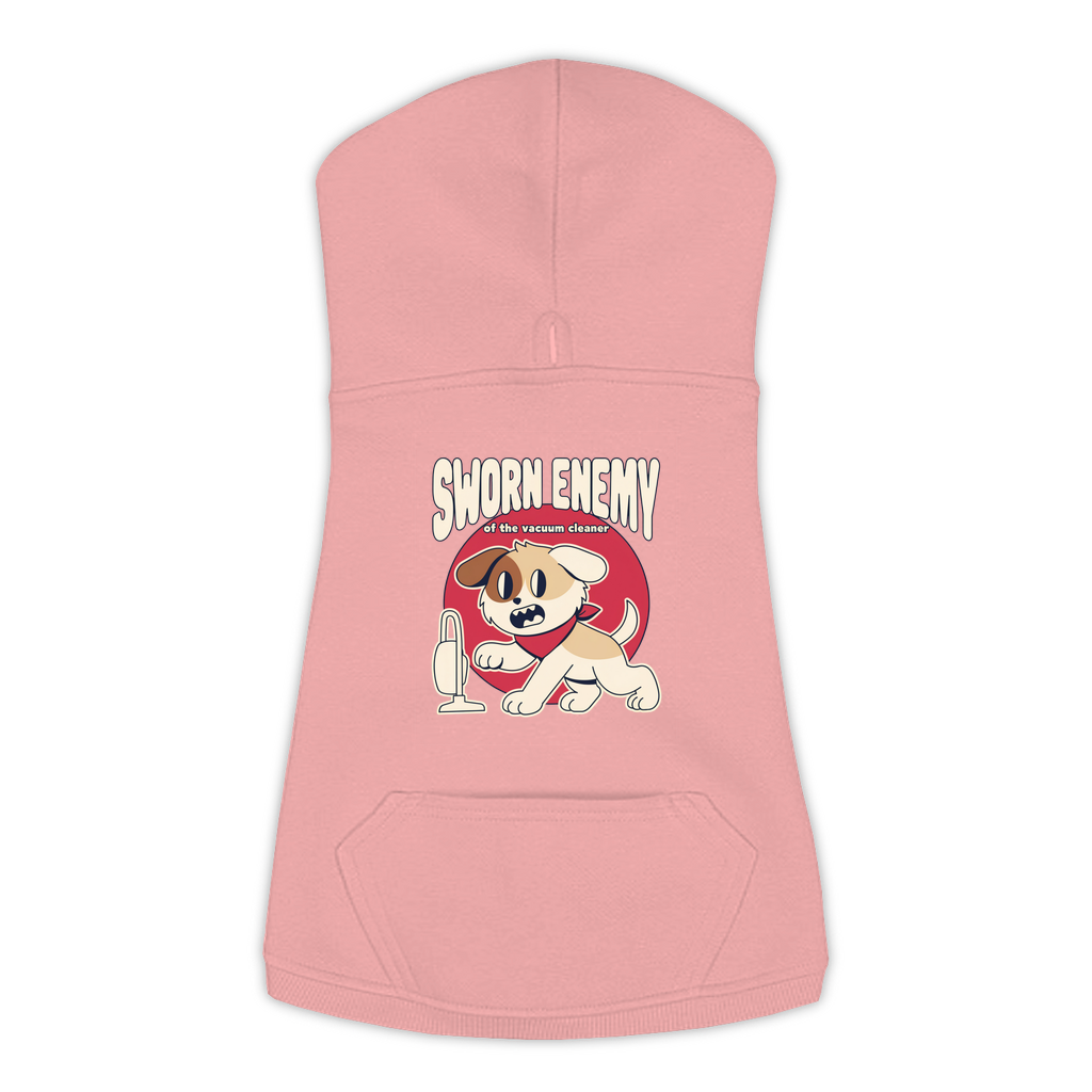 Sworn Enemy of the Vacuum Cleaner Dog Hoodie in Mauvelous, sizes L to 3XL