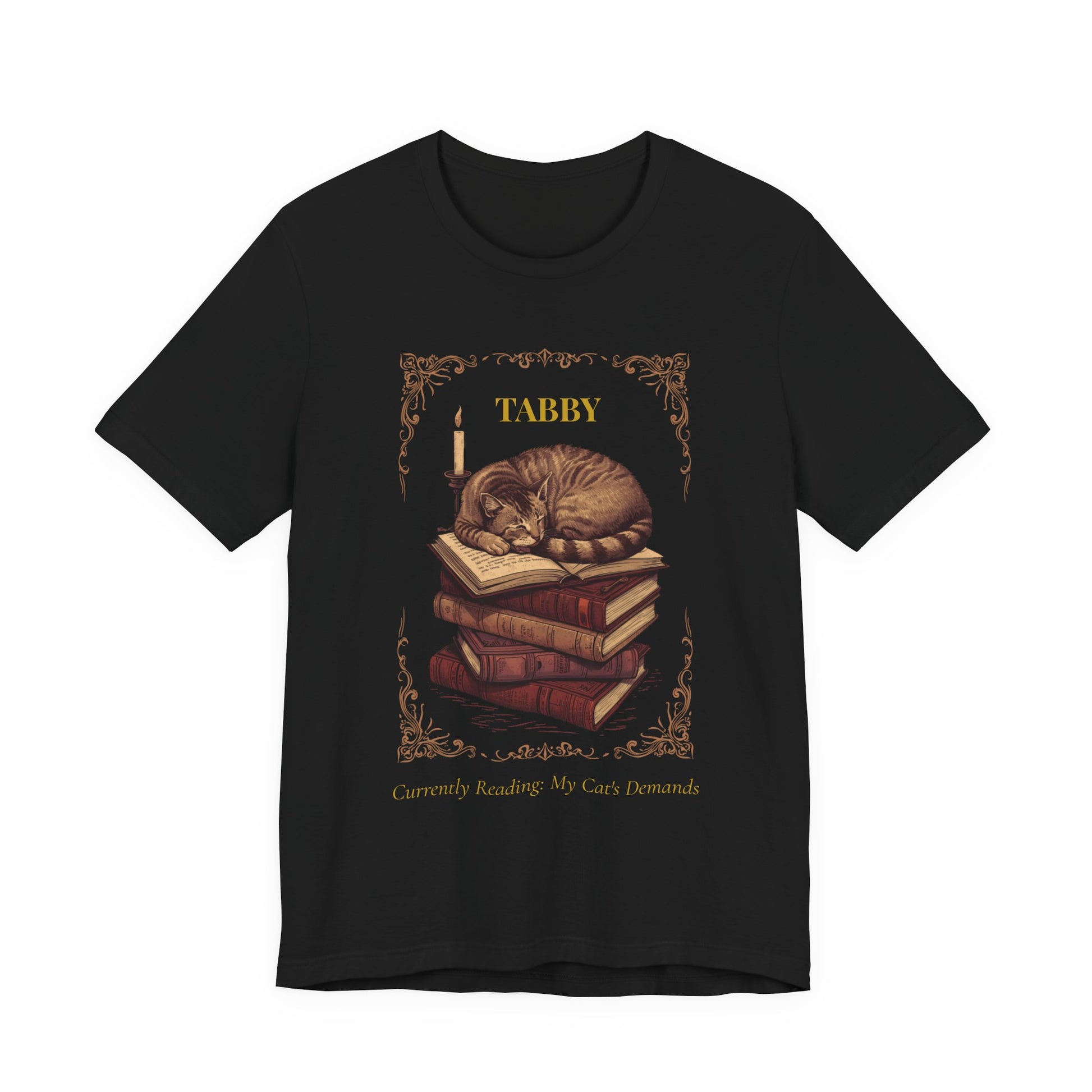 Flat lay of the Tabby Cat t-shirt