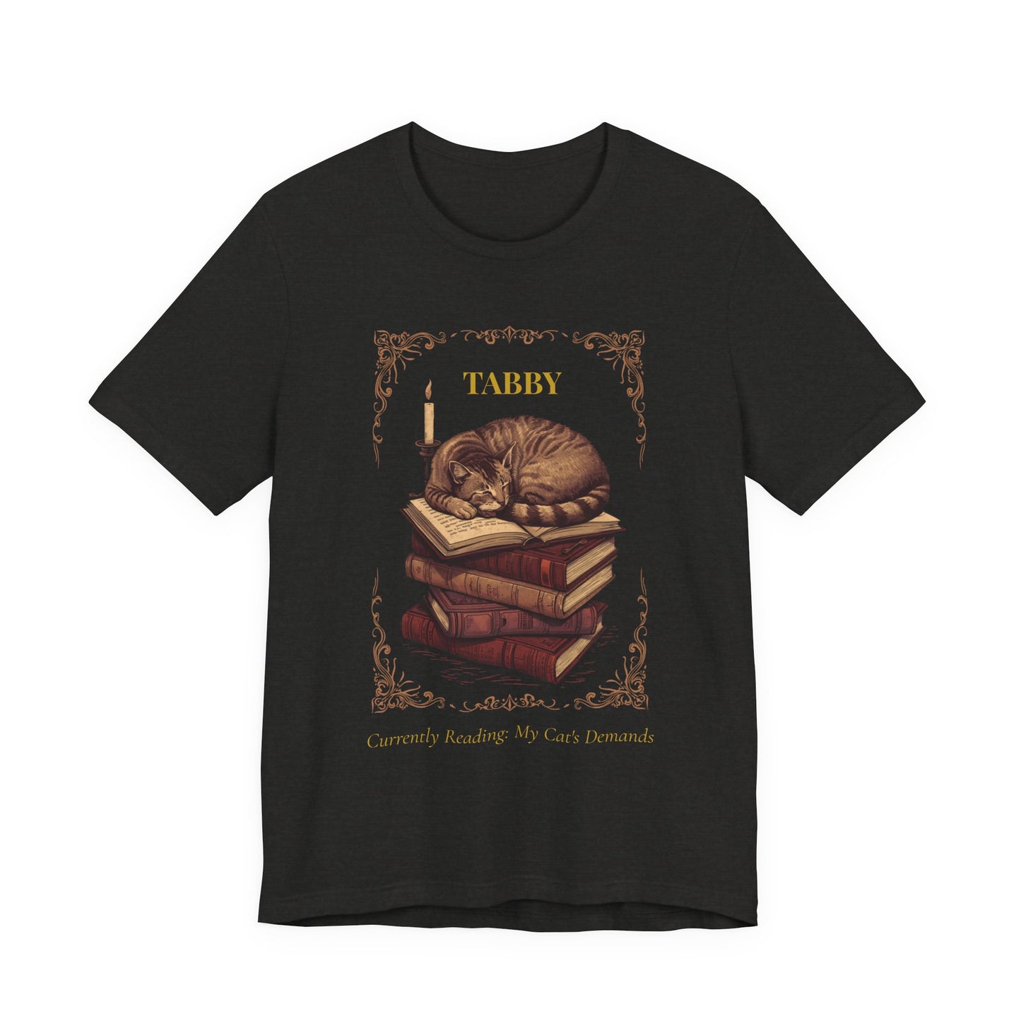 Model wearing the Tabby Cat tee, front pose