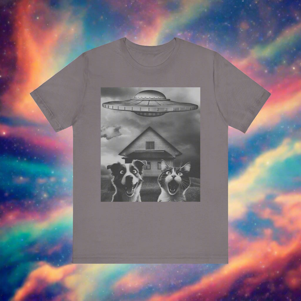 Take Us to Your Litter UFO cat and dog t-shirt design artwork