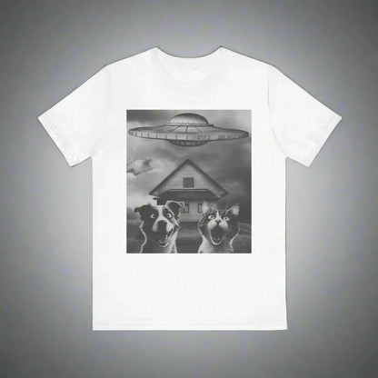 Take Us to Your Litter UFO cat and dog t-shirt, design close-up