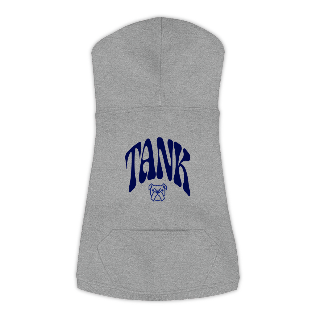 Tank Hoodie in Granite Heather, size 3XL, bold TANK wordmark design