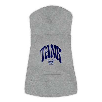 Tank Hoodie in Granite Heather, size L, bold TANK wordmark design