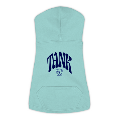 Tank Hoodie in Saltwater, size L, bold TANK wordmark design