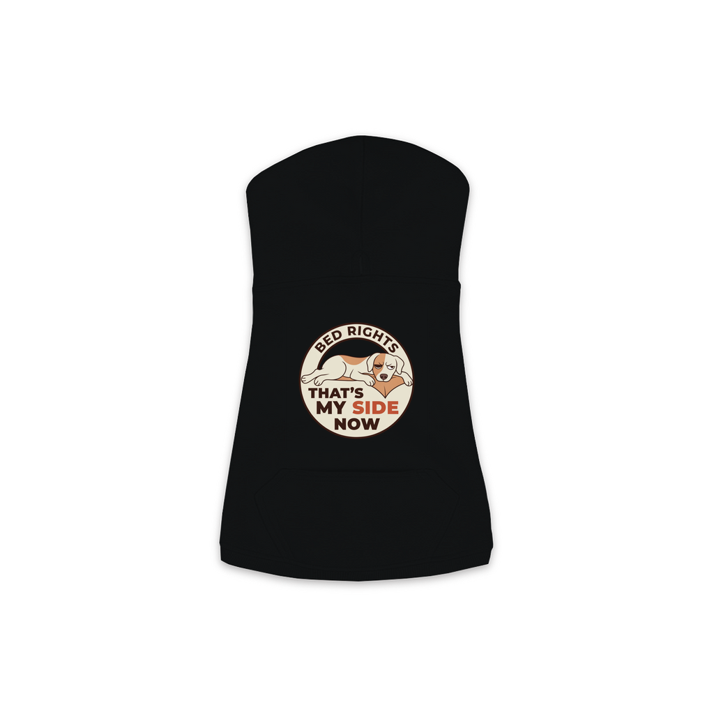 That's My Side Now dog hoodie in Black - back print, sizes XS to M