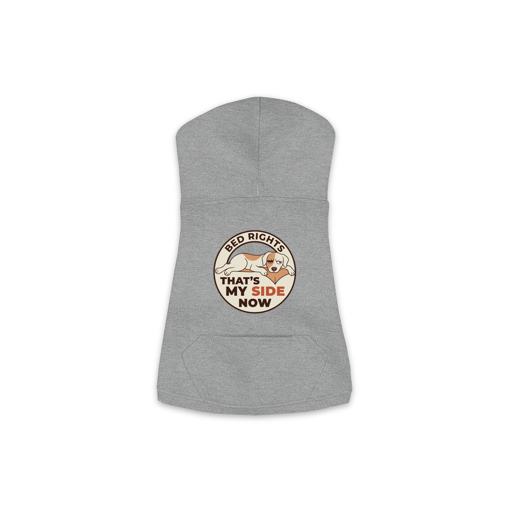 That's My Side Now dog hoodie in Granite Heather - back print, sizes XS to M