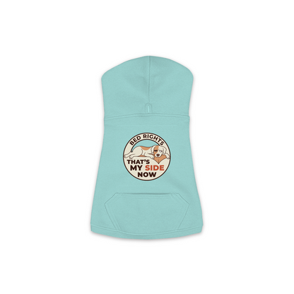 That's My Side Now dog hoodie in Saltwater - back print, sizes XS to M