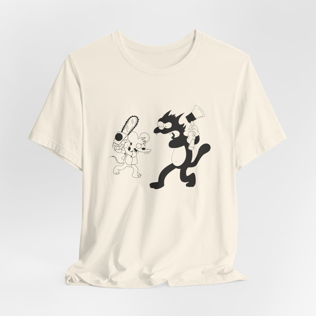 The Itchiest Scratchiest tee — White, front view, DTG printed cartoon graphic