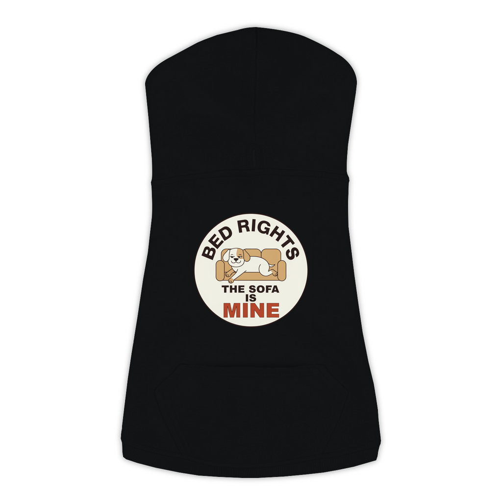 The Sofa Is Mine funny dog hoodie in black, sizes L to 3XL