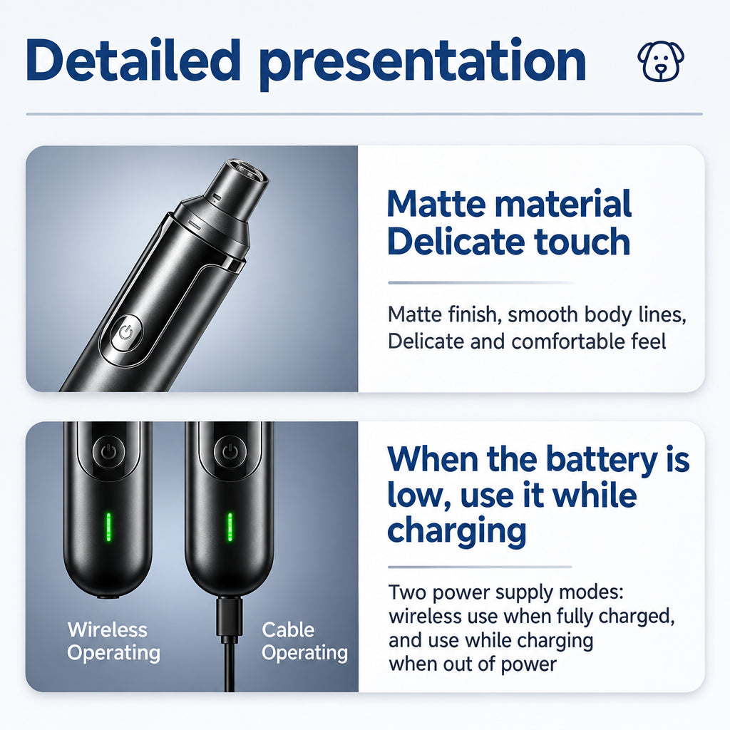 TidyNail grinder finish and use while charging details