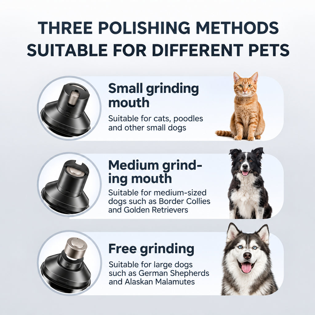 TidyNail grinding heads for small, medium and large pets