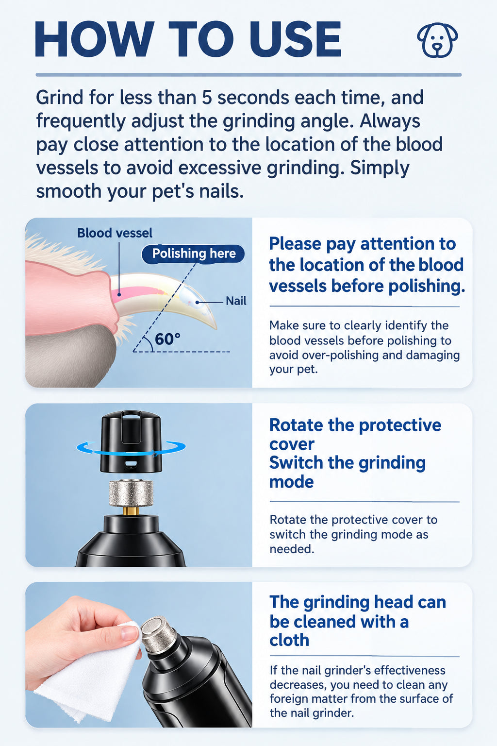 How to use the TidyNail grinder safely, avoiding the quick