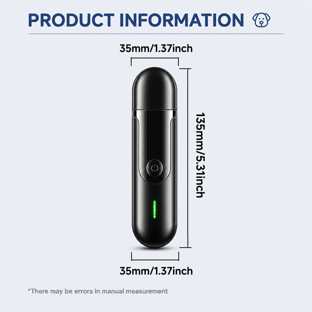 TidyNail nail grinder size diagram, 35mm wide and 135mm tall