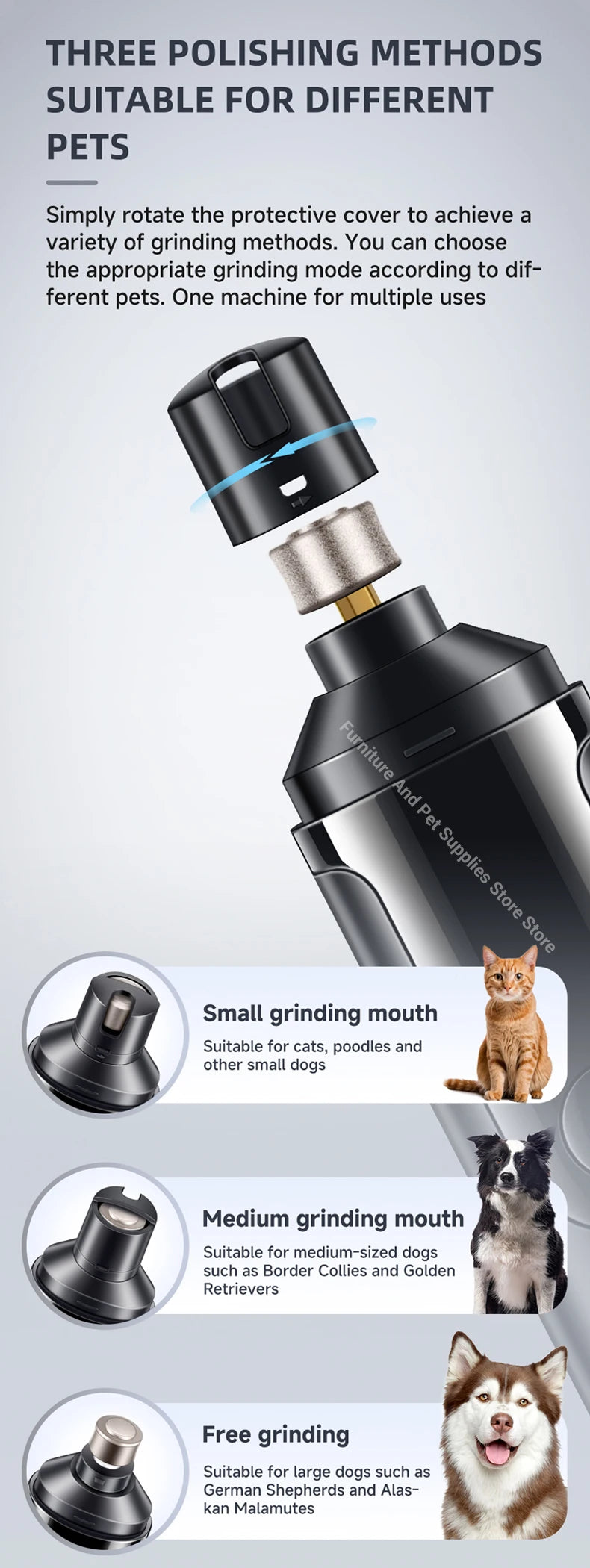 Rotating the protective cover to change TidyNail grinding mode