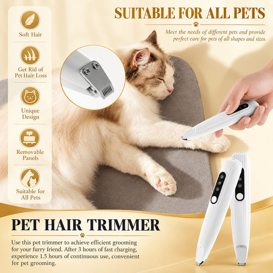 Gently trimming a cat's fur with the TidyPaw cordless pet trimmer