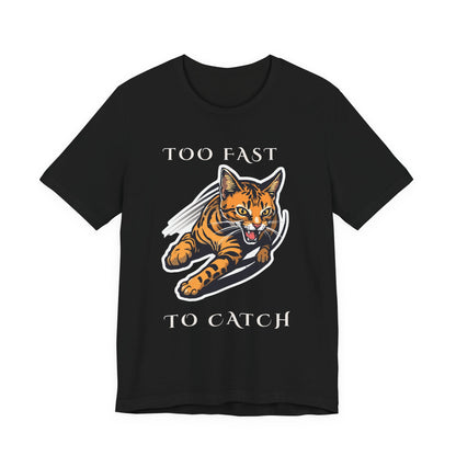 Too Fast To Catch cat t-shirt — Navy colour option