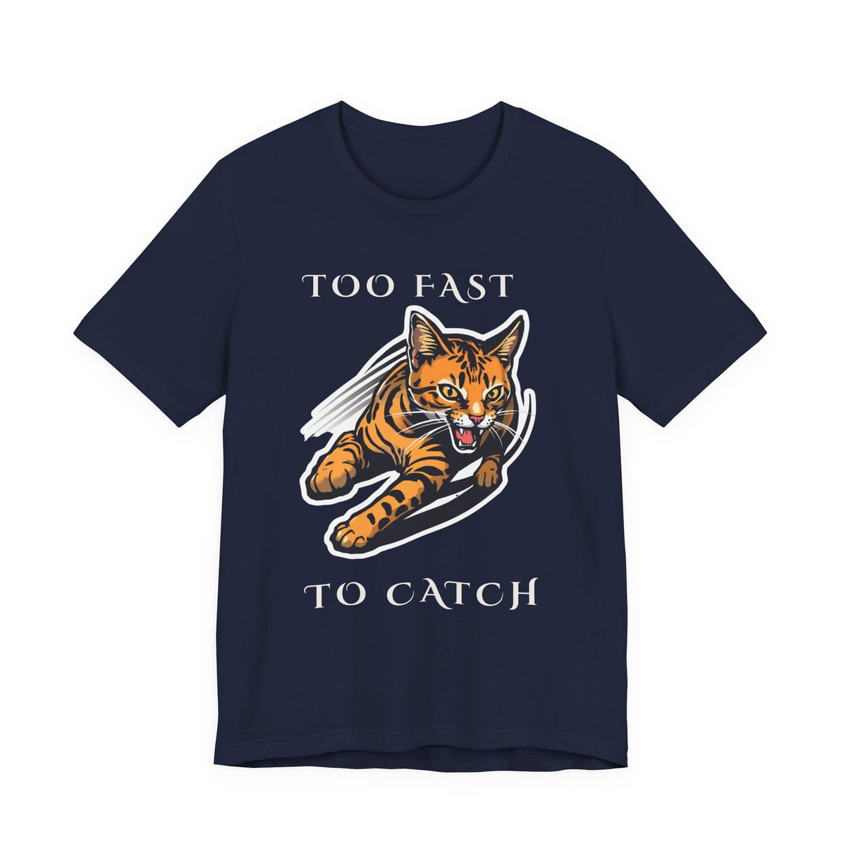 Too Fast To Catch cat t-shirt — additional colourway shot