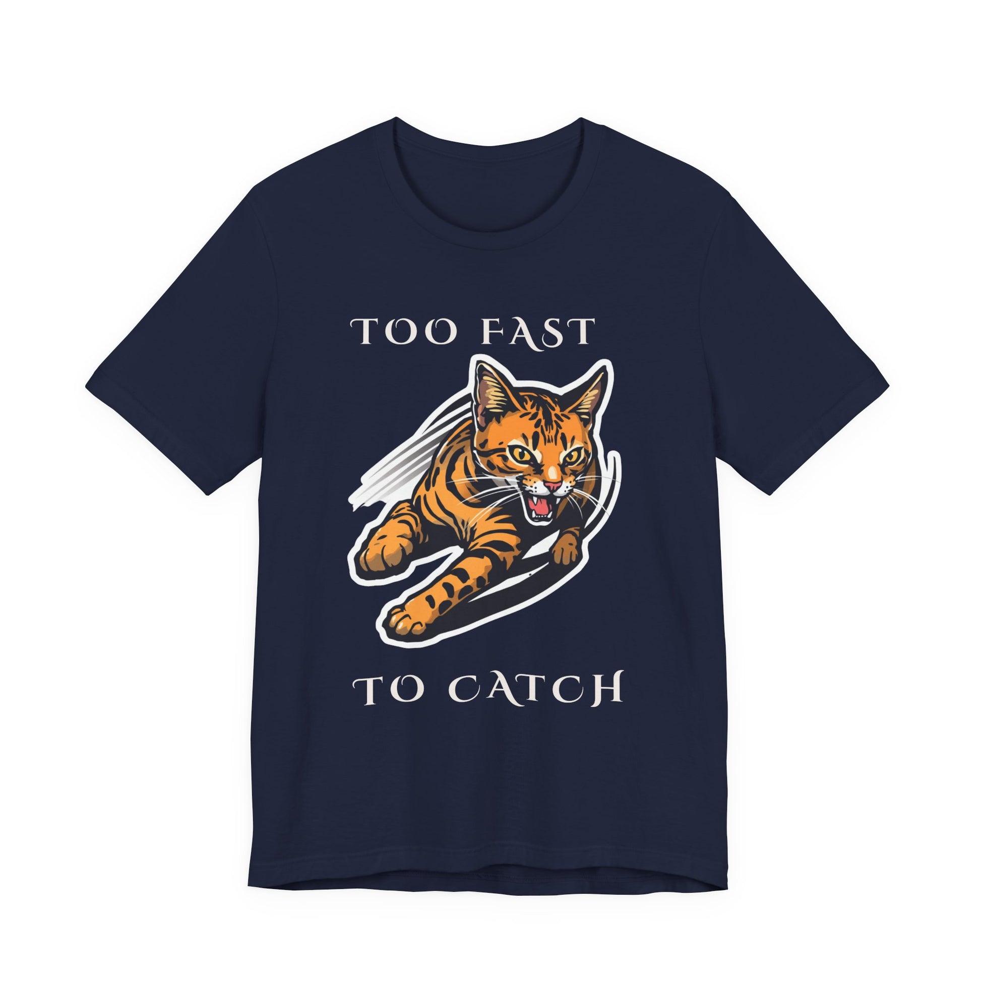 Too Fast To Catch cat t-shirt — additional colourway shot