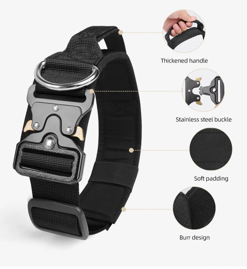 TitanPaw tactical dog collar stainless steel D-ring and buckle
