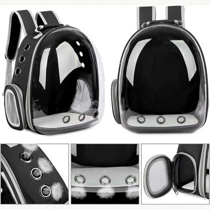 Transparent Capsule Bubble Pet Backpack in grey colourway — SniffWaggleNWalk
