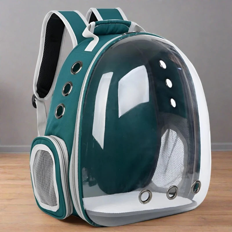 Transparent Capsule Bubble Pet Backpack in pink colourway — SniffWaggleNWalk