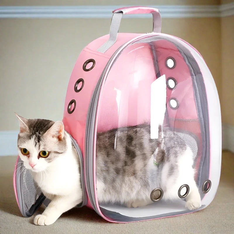 Transparent Capsule Bubble Pet Backpack side profile, 40x16x34cm — SniffWaggleNWalk