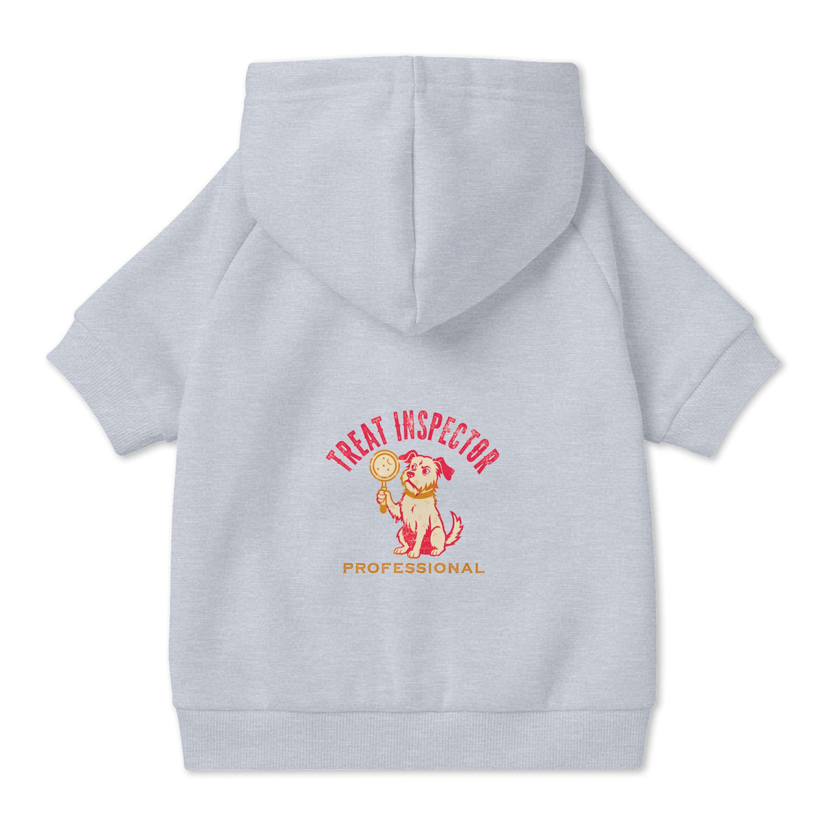 Treat Inspector Dog Hoodie in Grey, back view — SniffWaggleNWalk™