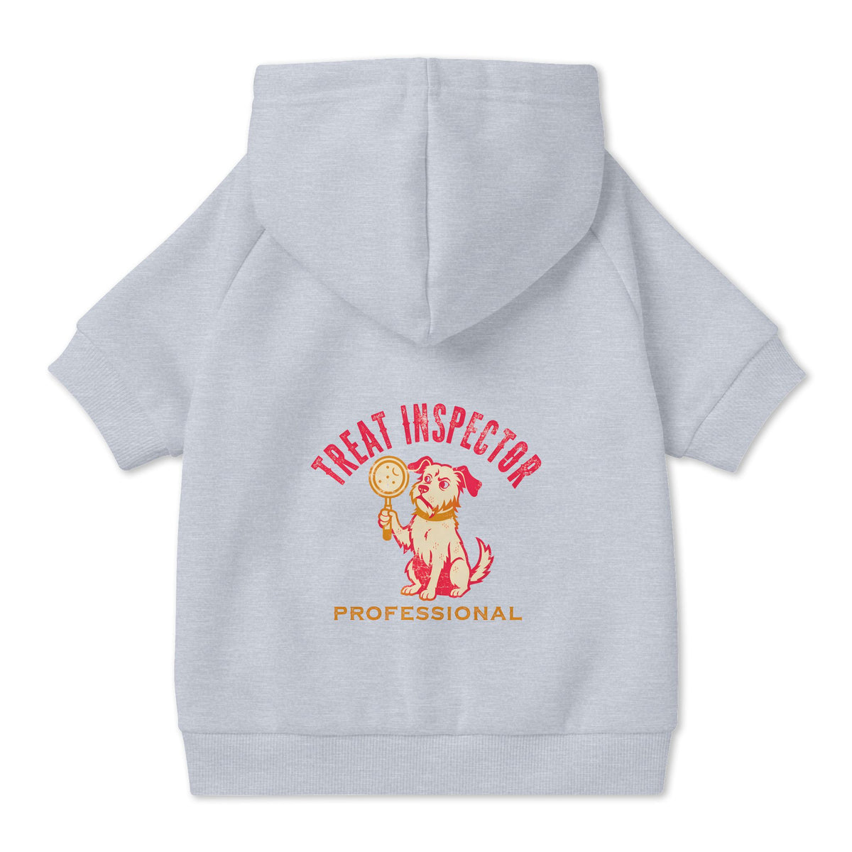 Treat Inspector Dog Hoodie in Grey, back view — SniffWaggleNWalk™