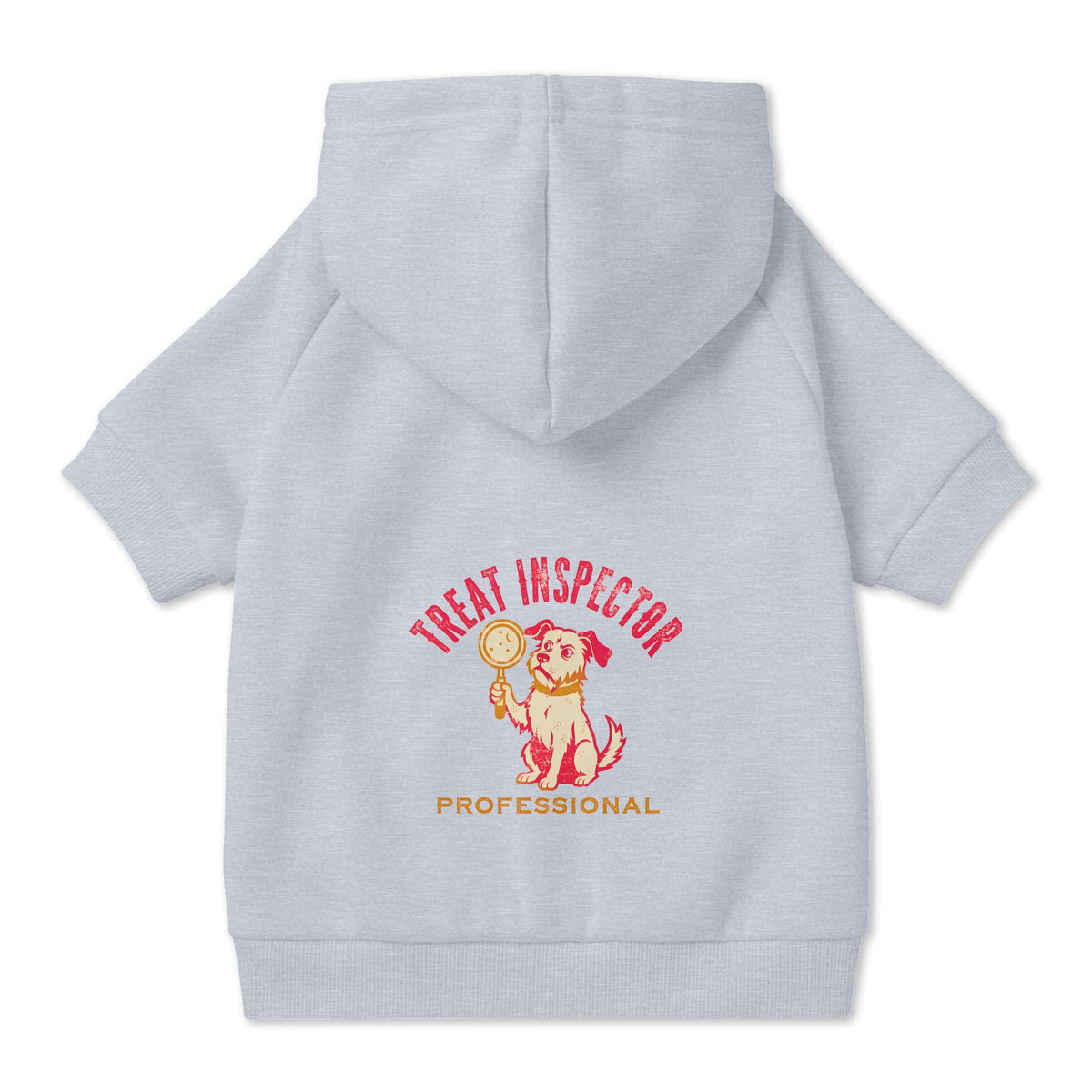 Treat Inspector Dog Hoodie in Grey, back view — SniffWaggleNWalk™