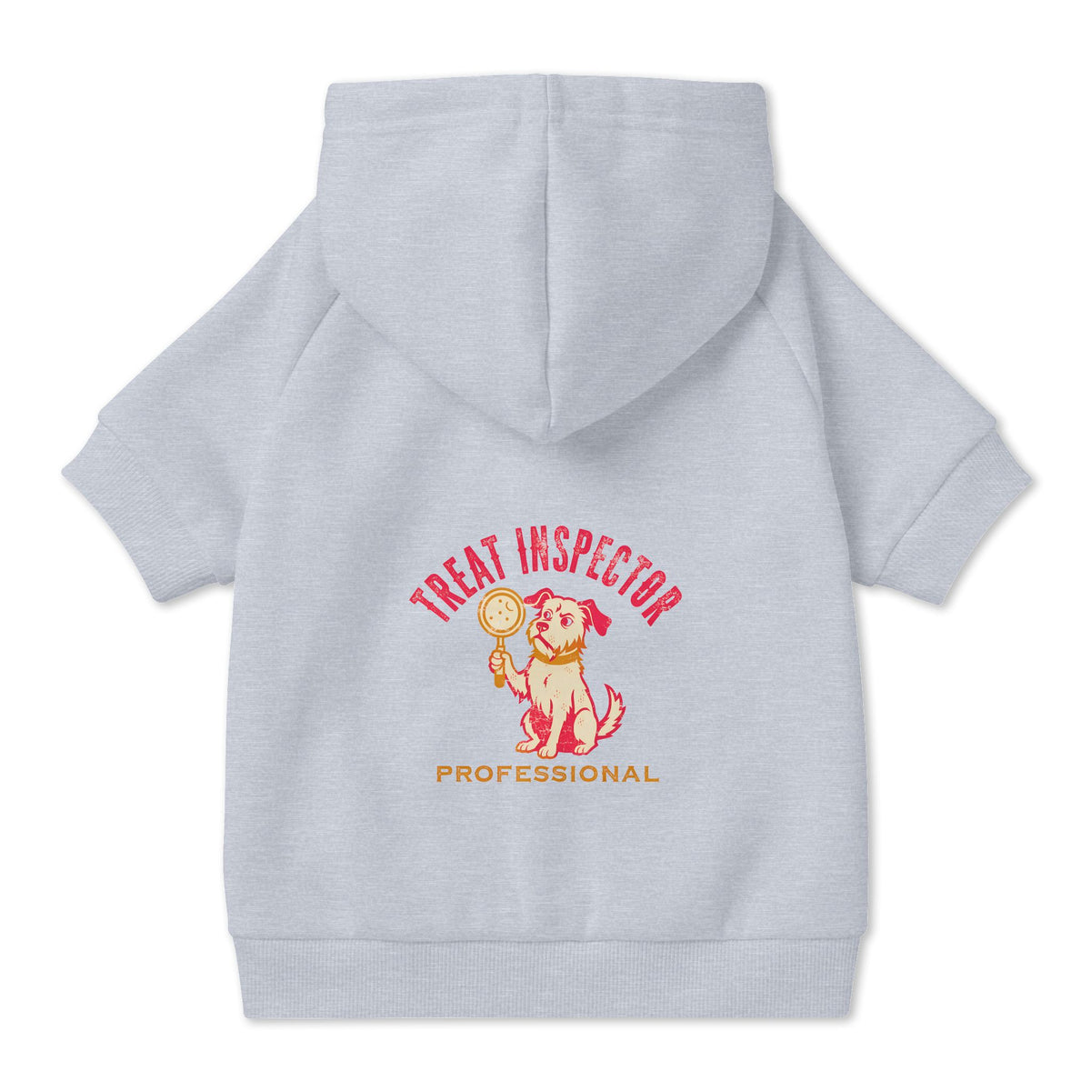 Treat Inspector Dog Hoodie in Grey, back view — SniffWaggleNWalk™