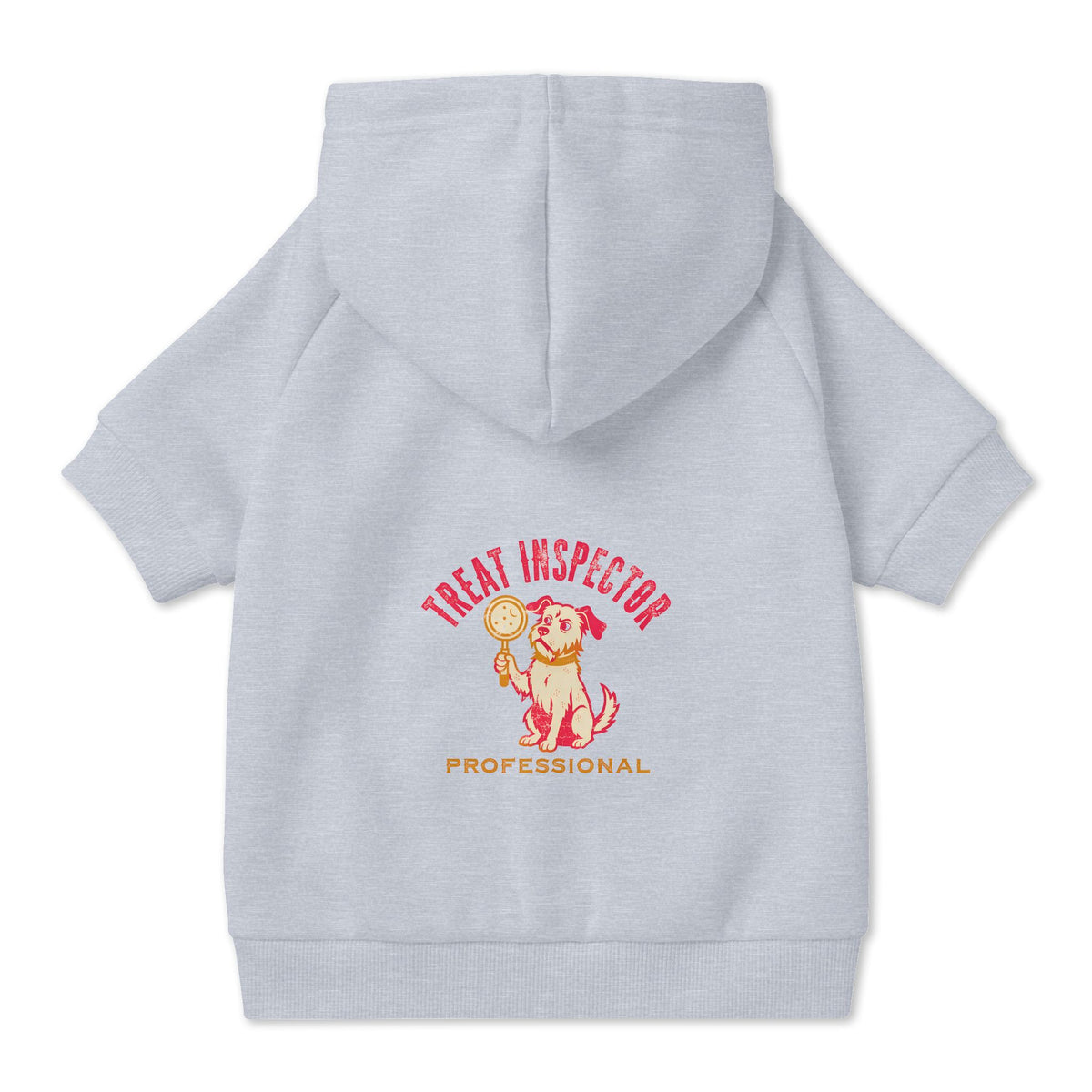 Treat Inspector Dog Hoodie in Grey, back view — SniffWaggleNWalk™