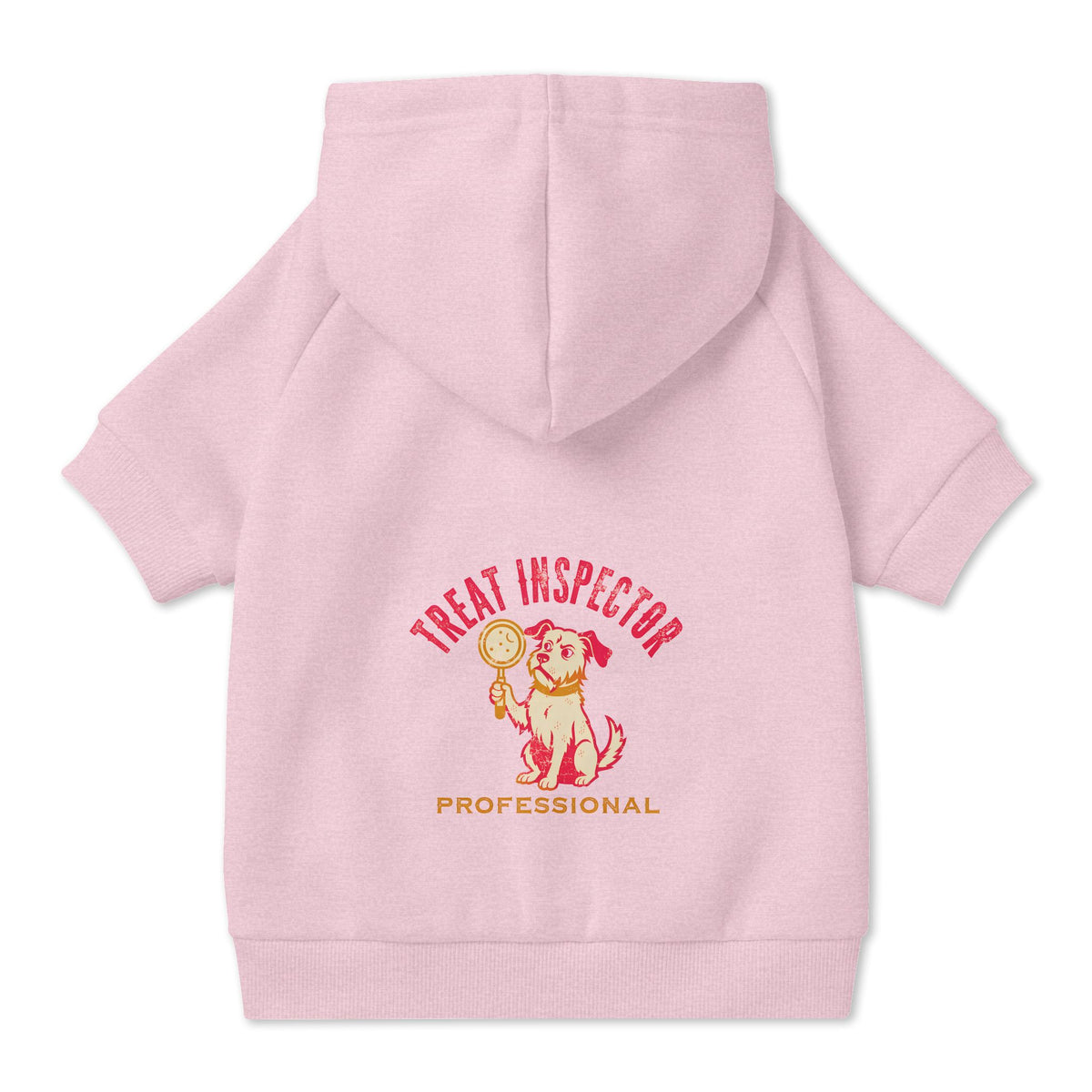 Treat Inspector Dog Hoodie in Pink, back view — SniffWaggleNWalk™