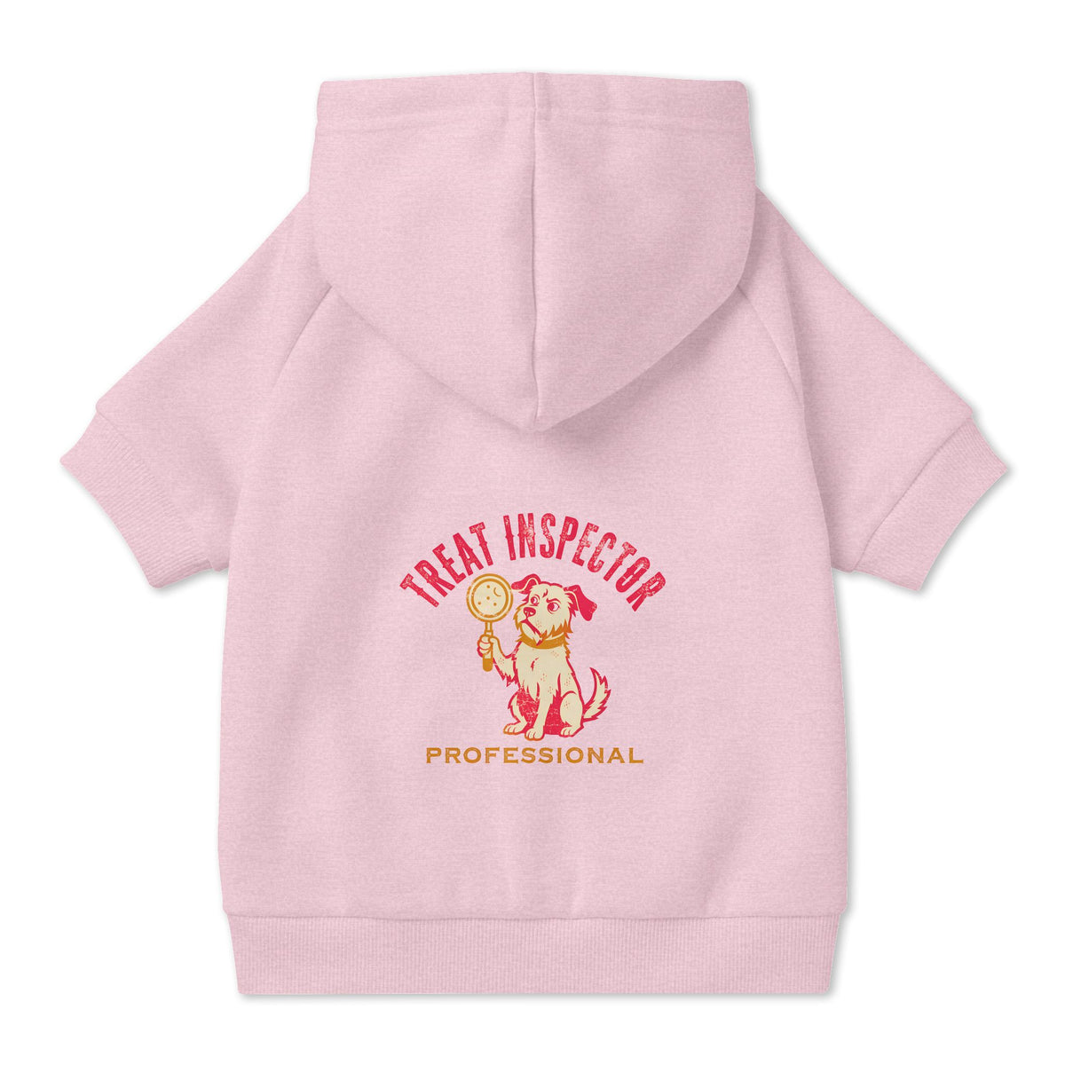 Treat Inspector Dog Hoodie in Pink, back view — SniffWaggleNWalk™